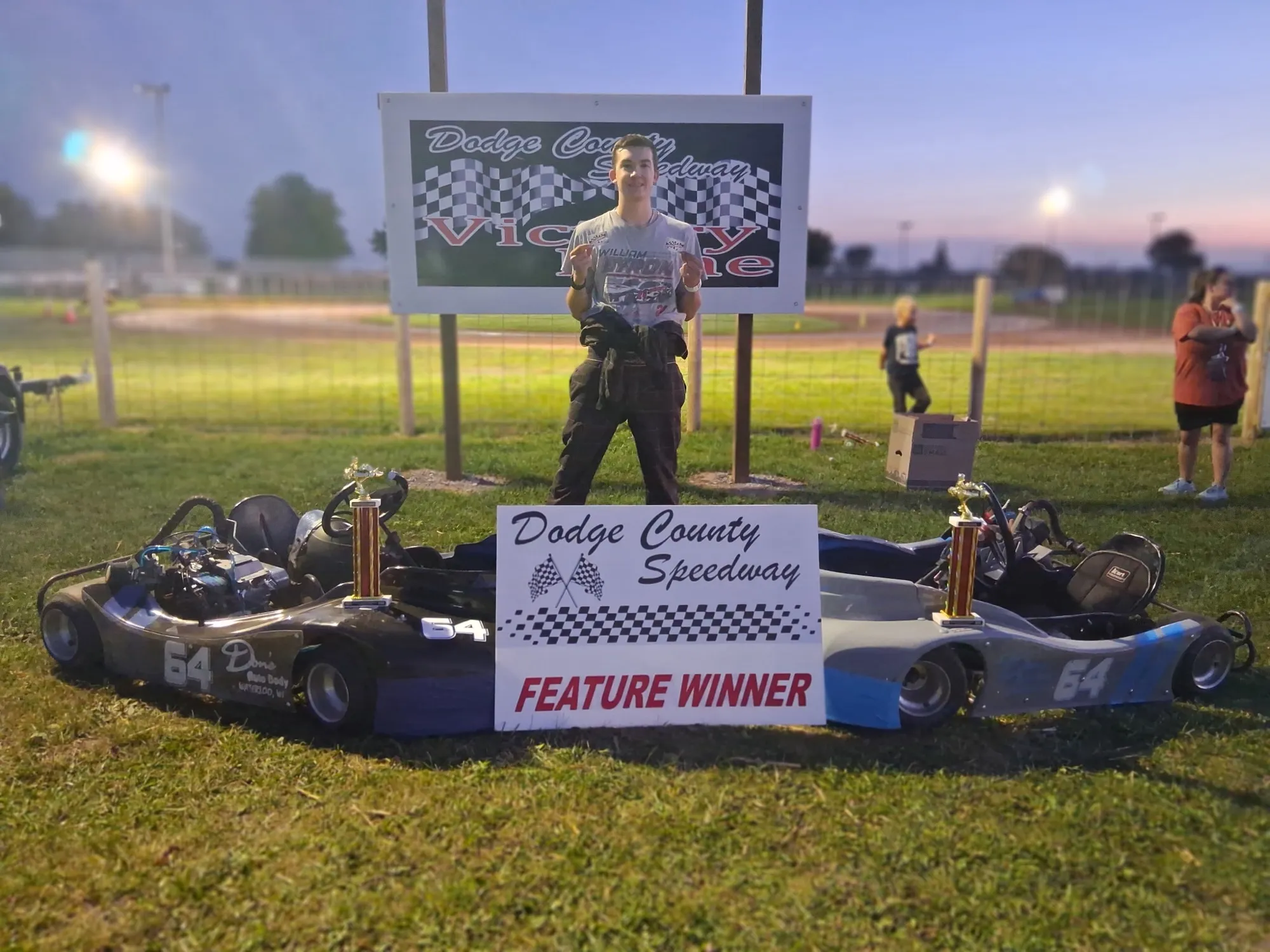 Two #64s and two trophies in Dodge County victory lane